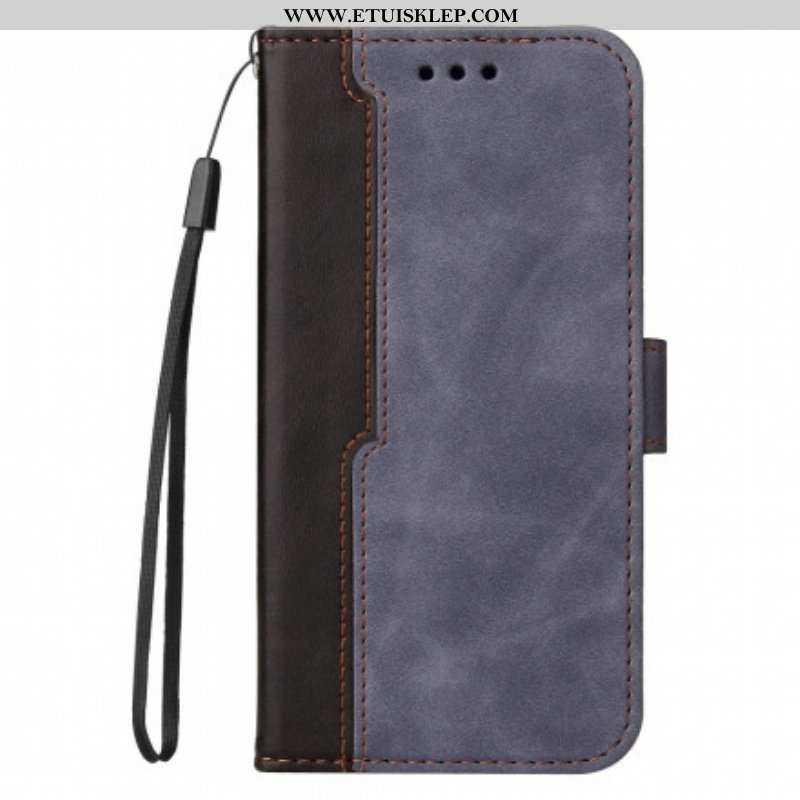 Etui Folio do Oppo A54 5G / A74 5G Kolorowa Dwukolorowa Sztuczna Skóra